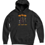 Encounters USA Cryptid Crew featuring Grey Alien, Bigfoot and Dogman on dark charcoal pullover hoodie