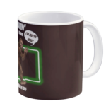 Dark coffee mug with “I Be Leavin’ Taxes Crime Democrats” Bigfoot waving goodbye to the PNW design.