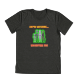 They're Watching funny grey alien pointing design on dark heather triblend t-shirt - official Encounters USA merch
