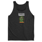 You Don't Know Squatch electric glowing Bigfoot with lightning bolts on dark heather tank top - official Encounters USA merch