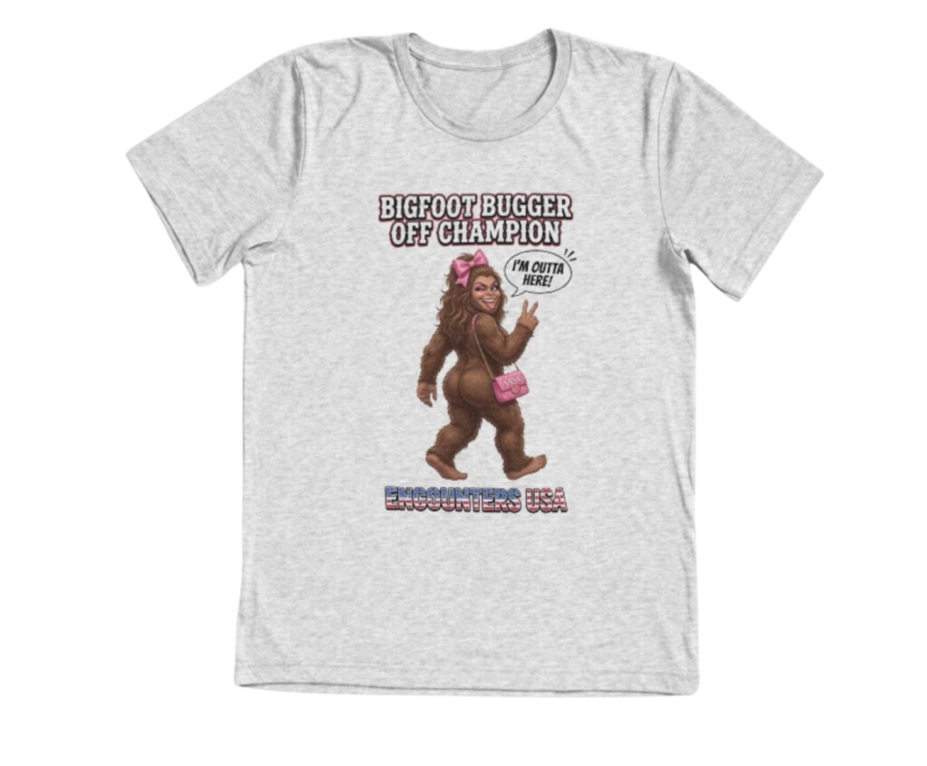 Bigfoot Bugger Off funny Bigfoot design on dark heather triblend t-shirt - official Encounters USA merch