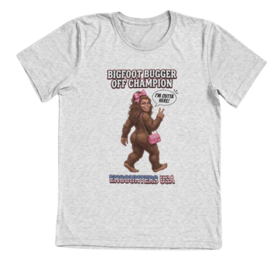 Bigfoot Bugger Off funny Bigfoot design on dark heather triblend t-shirt - official Encounters USA merch