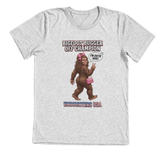 Bigfoot Bugger Off funny Bigfoot design on dark heather triblend t-shirt - official Encounters USA merch