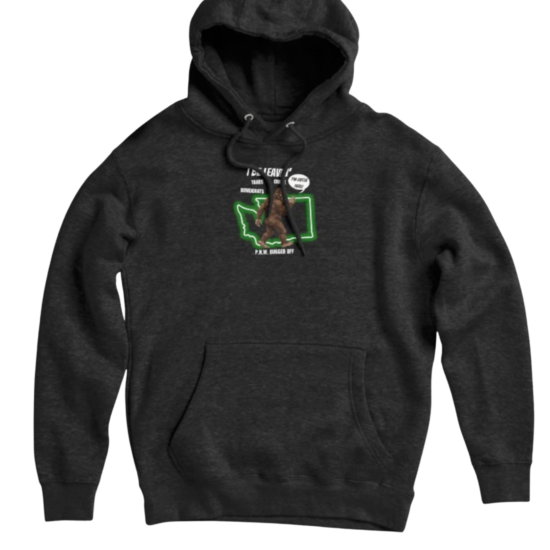 I Be Leavin Taxes Crime Democrats funny Bigfoot design on dark charcoal pullover hoodie - official Encounters USA merch